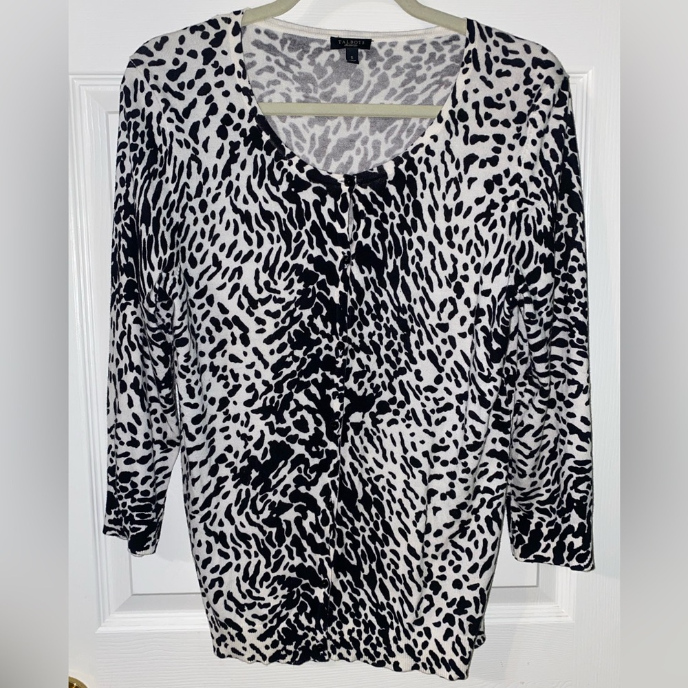 Talbots Animal Print Patterned Cardigan‎